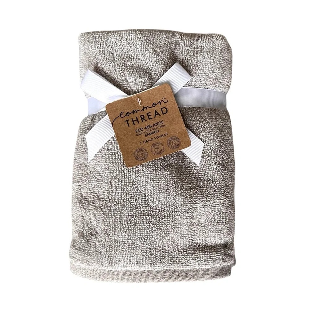 Common Thread Eco-Melange Gray Hand Towels Set of 2 NEW WITH TAGS